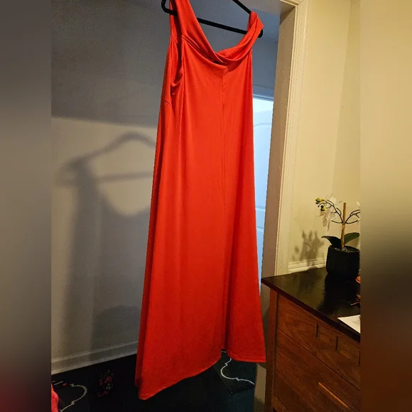 NWT Old Navy Vibrant Coral Off-Shoulder Maxi Dress - Picture 5 of 6